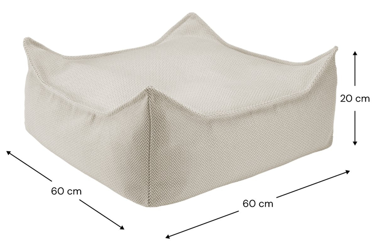 Afmetingen Wigiwama Square Outdoor-Pouf Terra: 60 cm breed, 60 cm diep, 20 cm hoog