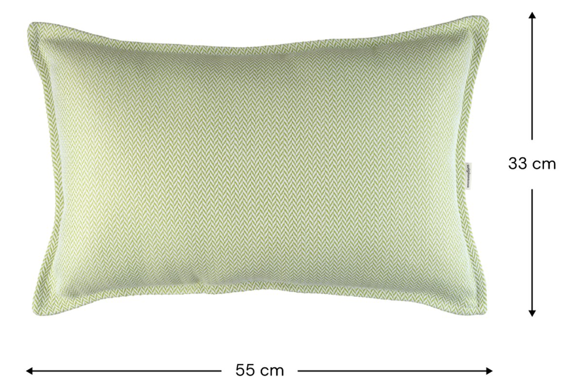 Afmetingen Wigiwama Outdoor Cushion Herba: 55 cm breed, 16 cm diep, 33 cm hoog