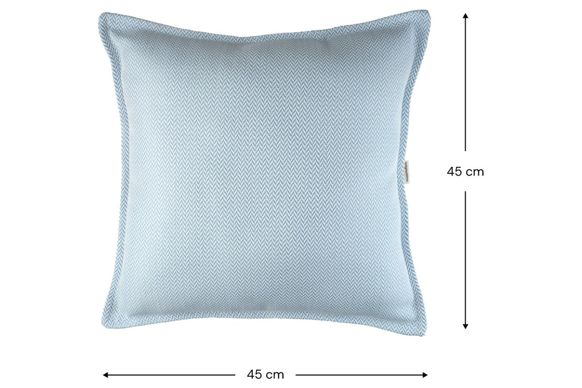 Afmetingen Wigiwama Square Outdoor-Kissen Azurblau: 45 cm breed, 16 cm diep, 45 cm hoog