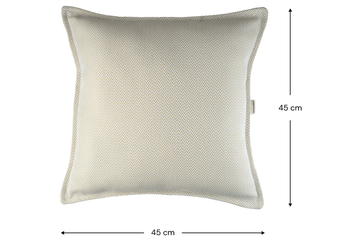 Afmetingen Wigiwama Square Outdoor-Kissen Terra: 45 cm breed, 16 cm diep, 45 cm hoog