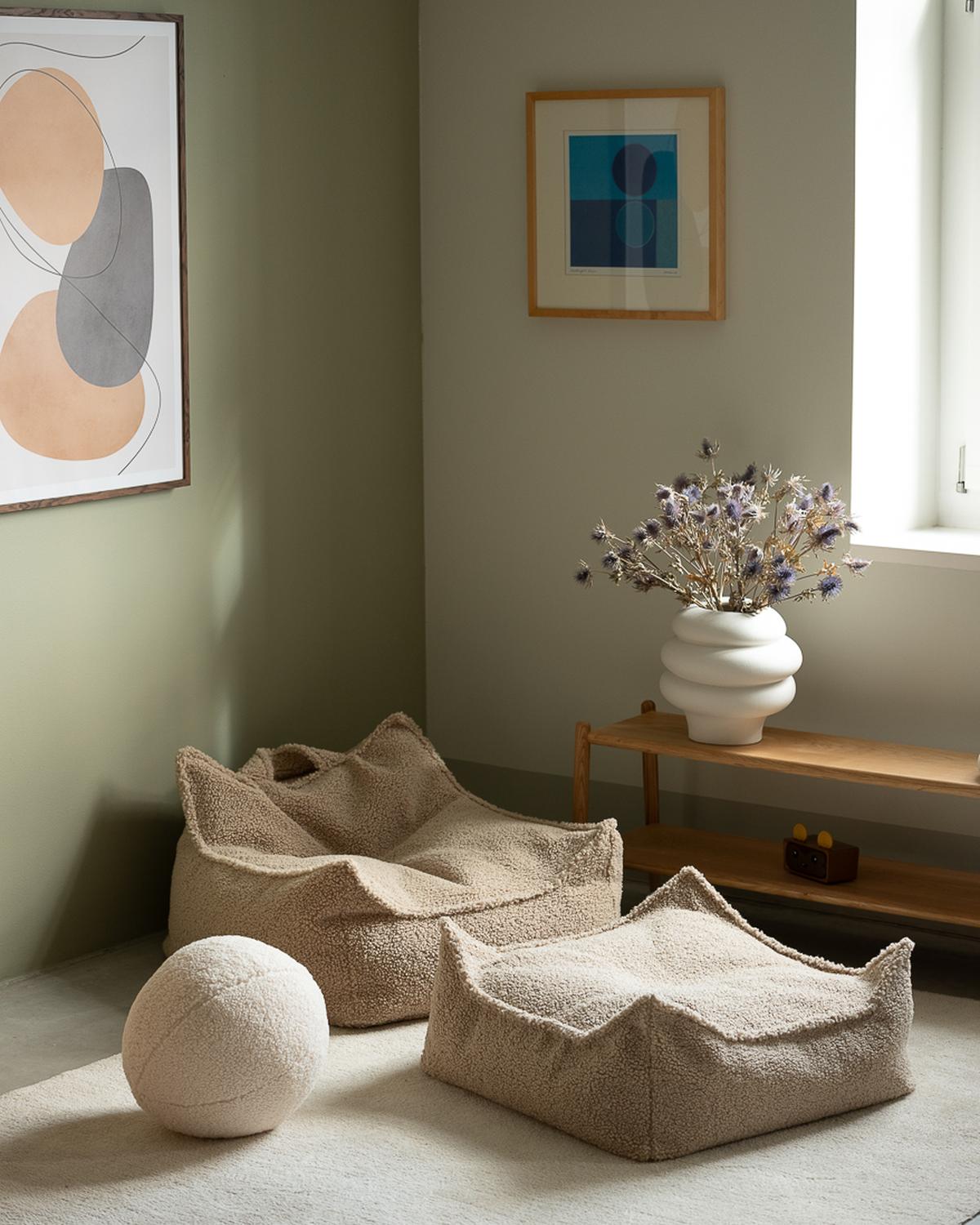 Kenmerken Wigiwama Teddy Stoff-Sitzsack + Pouf-Set Keks
