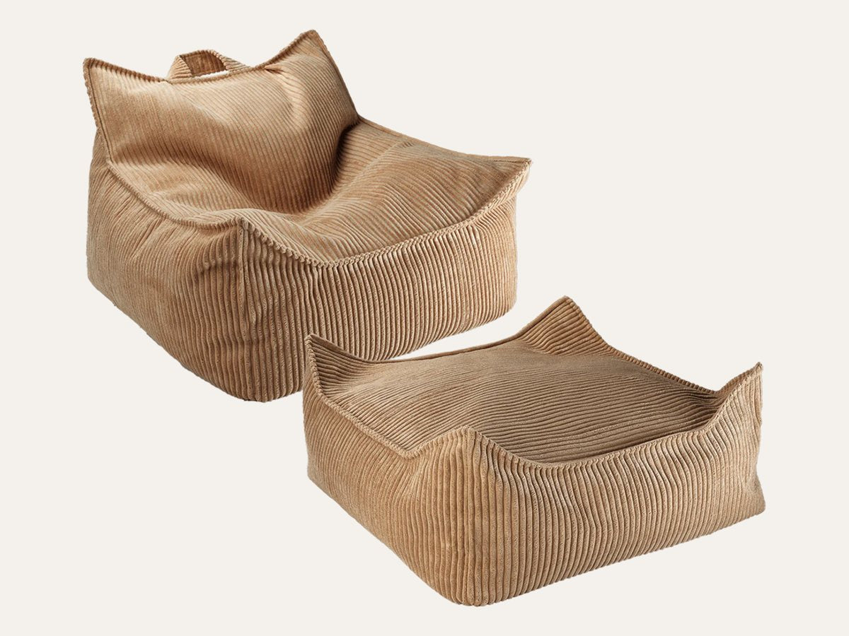 De Wigiwama set zitzakstoel en poef Toffee