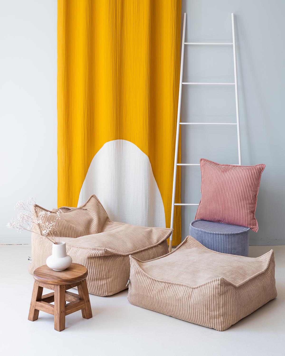 Kenmerken Wigiwama Gerippter Sitzsack + Pouf-Set Brauner Zucker