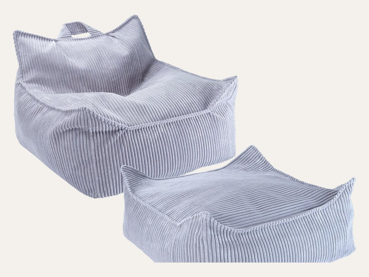De Wigiwama set zitzakstoel en poef Blaubeerblau