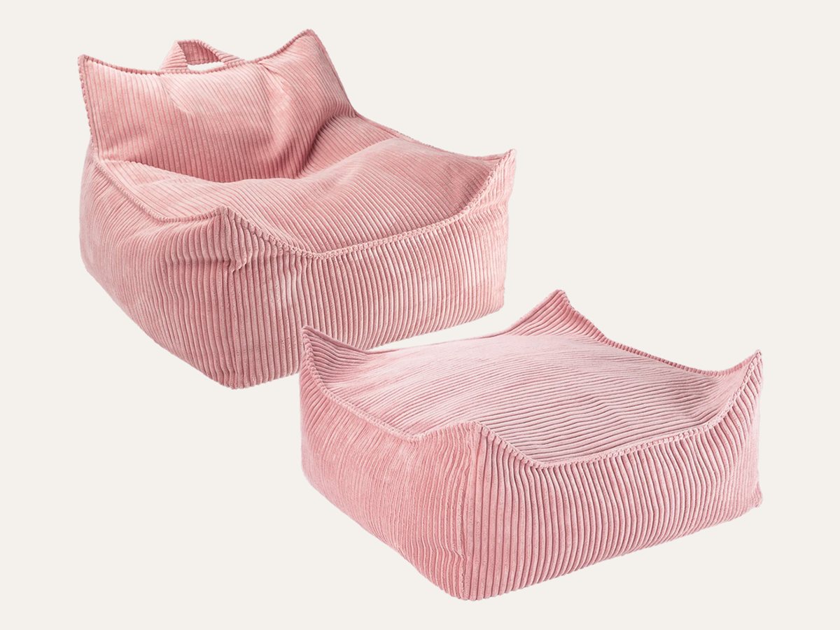 De Wigiwama set zitzakstoel en poef Rosa Mousse