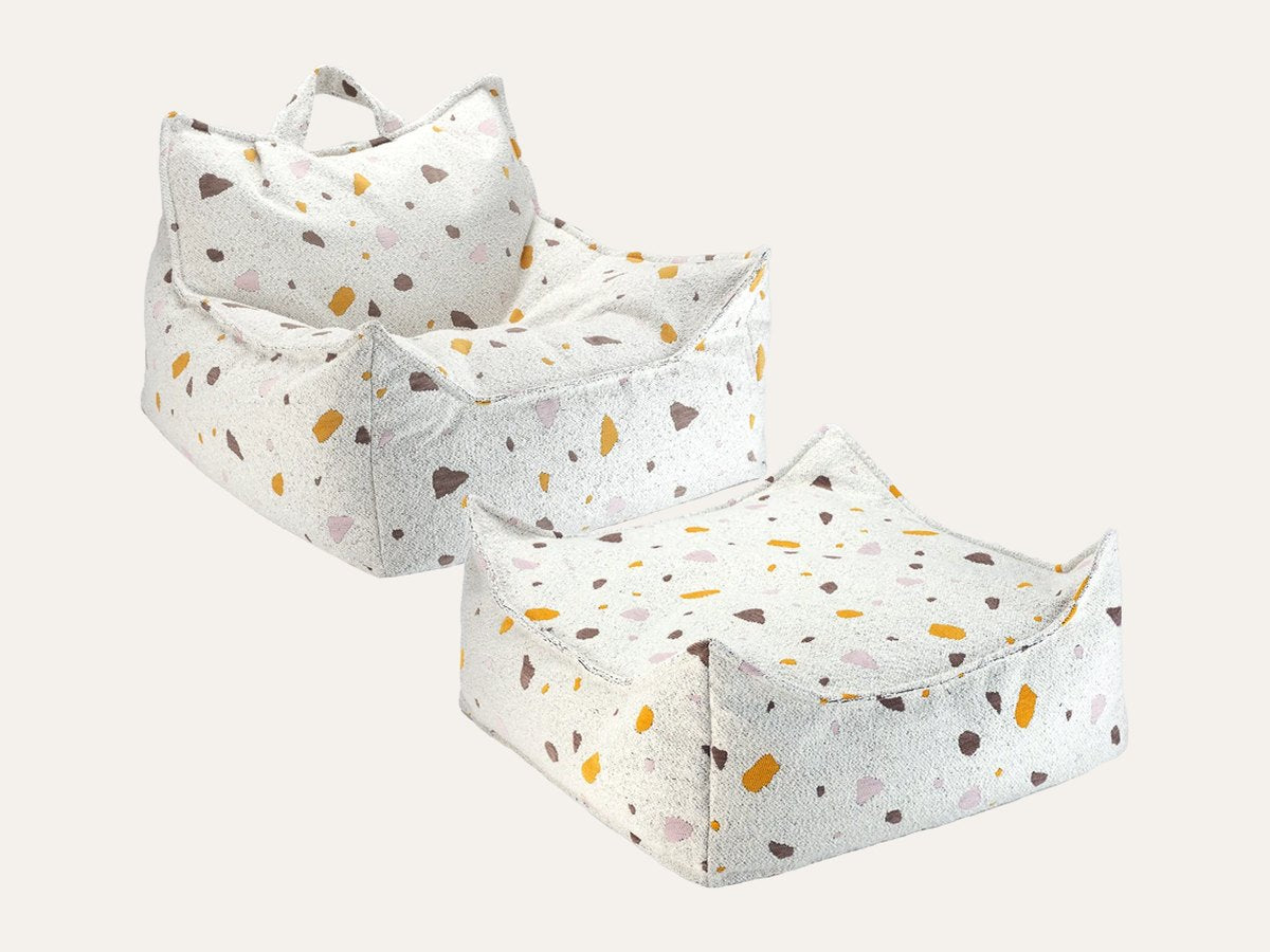 De Wigiwama set zitzakstoel en poef Marble