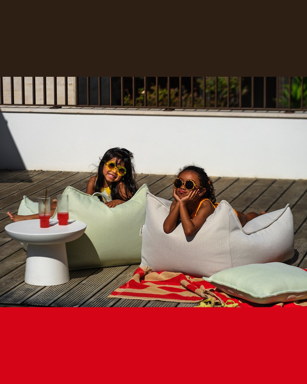 Wigiwama Outdoor-Set Sitzsack + Pouf Herba in een kinderkamer