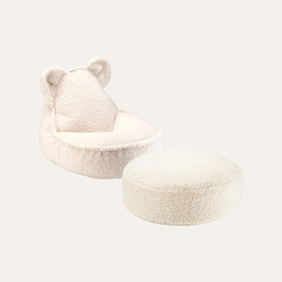 Wigiwama Set Teddybär-Sitzsack + Pouf in Cremeweiß