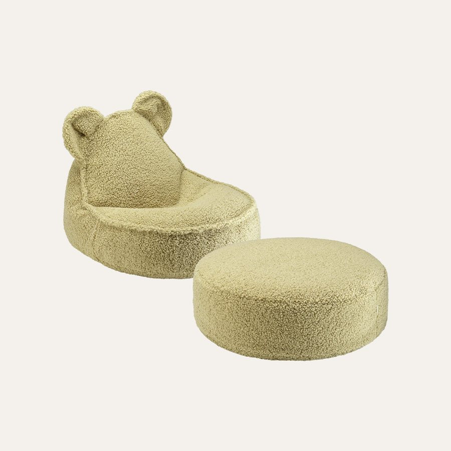 Wigiwama Set Teddybär-Sitzsack + Pouf in Matcha (zachtgroen)