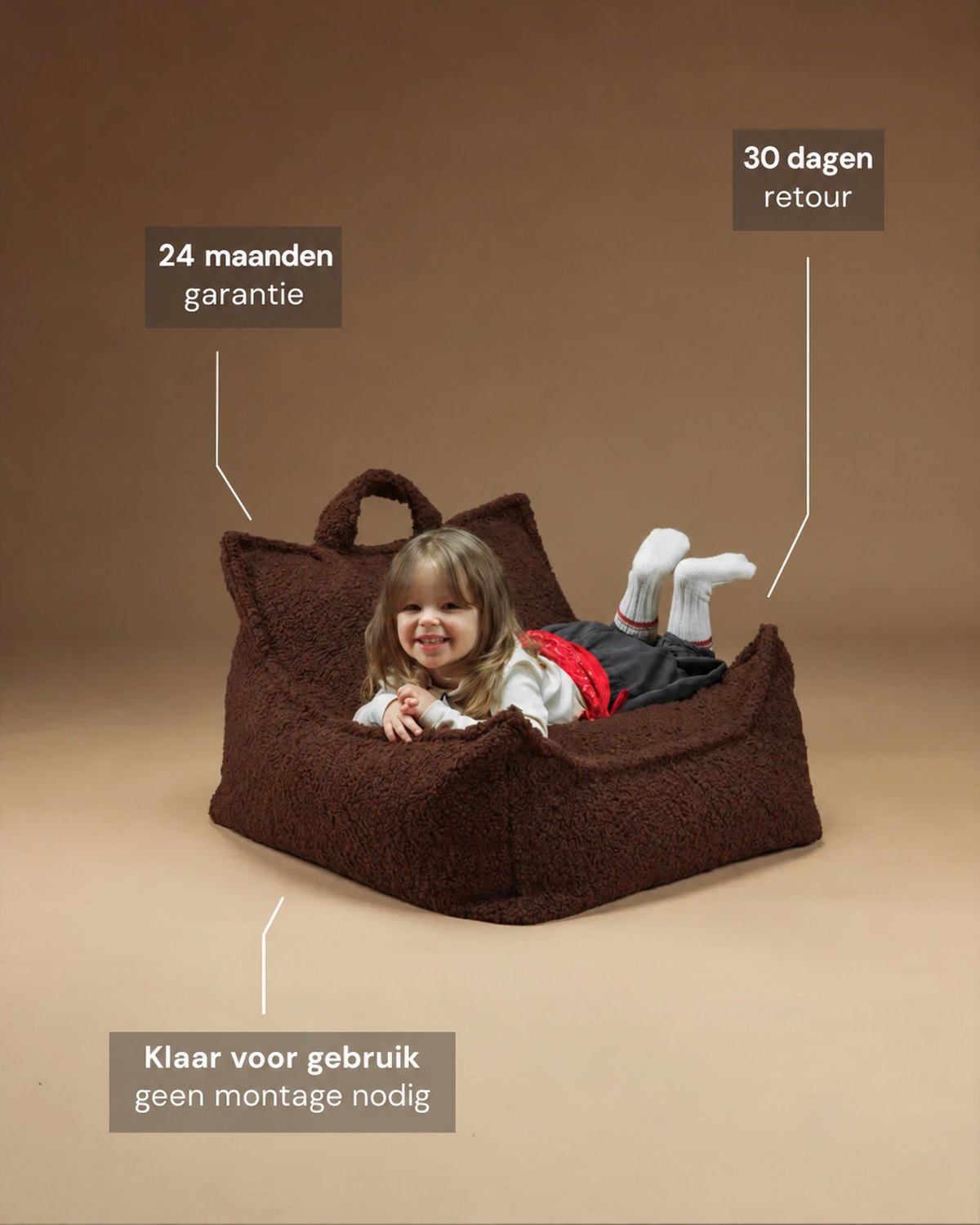 De Wigiwama zitzakstoel Warmes Haselnussbraun
