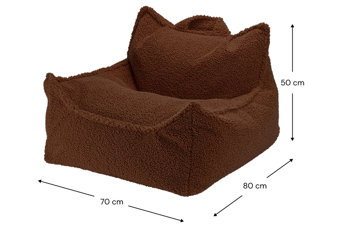 Afmetingen Wigiwama Zitzakstoel Warm Hazel: 70 cm breed, 80 cm diep, 50 cm hoog
