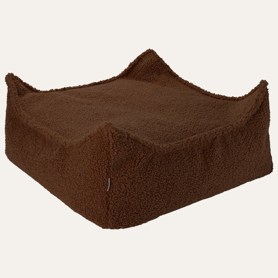 Wigiwama Square Teddy-Stoffpouf in Warmes Haselnussbraun