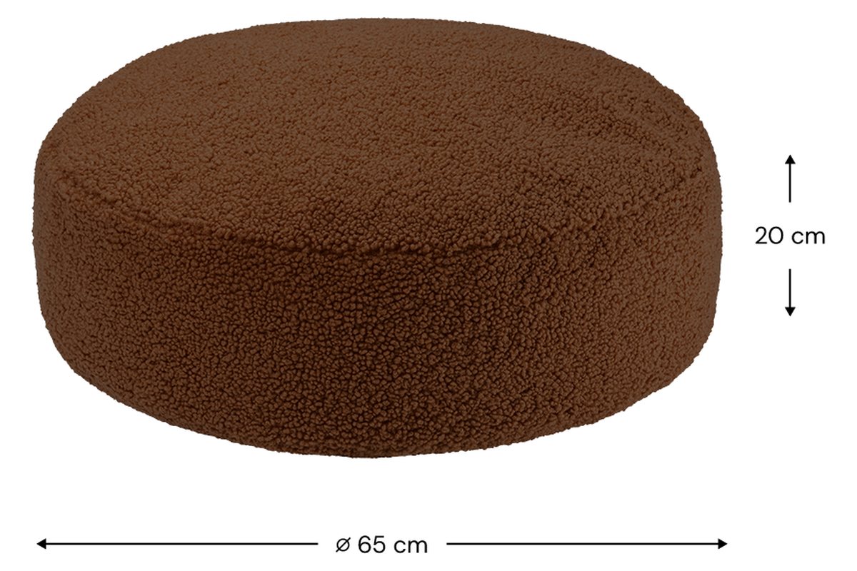Afmetingen Wigiwama-Hocker aus Teddy-Stoff Warmes Haselnussbraun: 65 cm doorsnee, 20 cm hoog