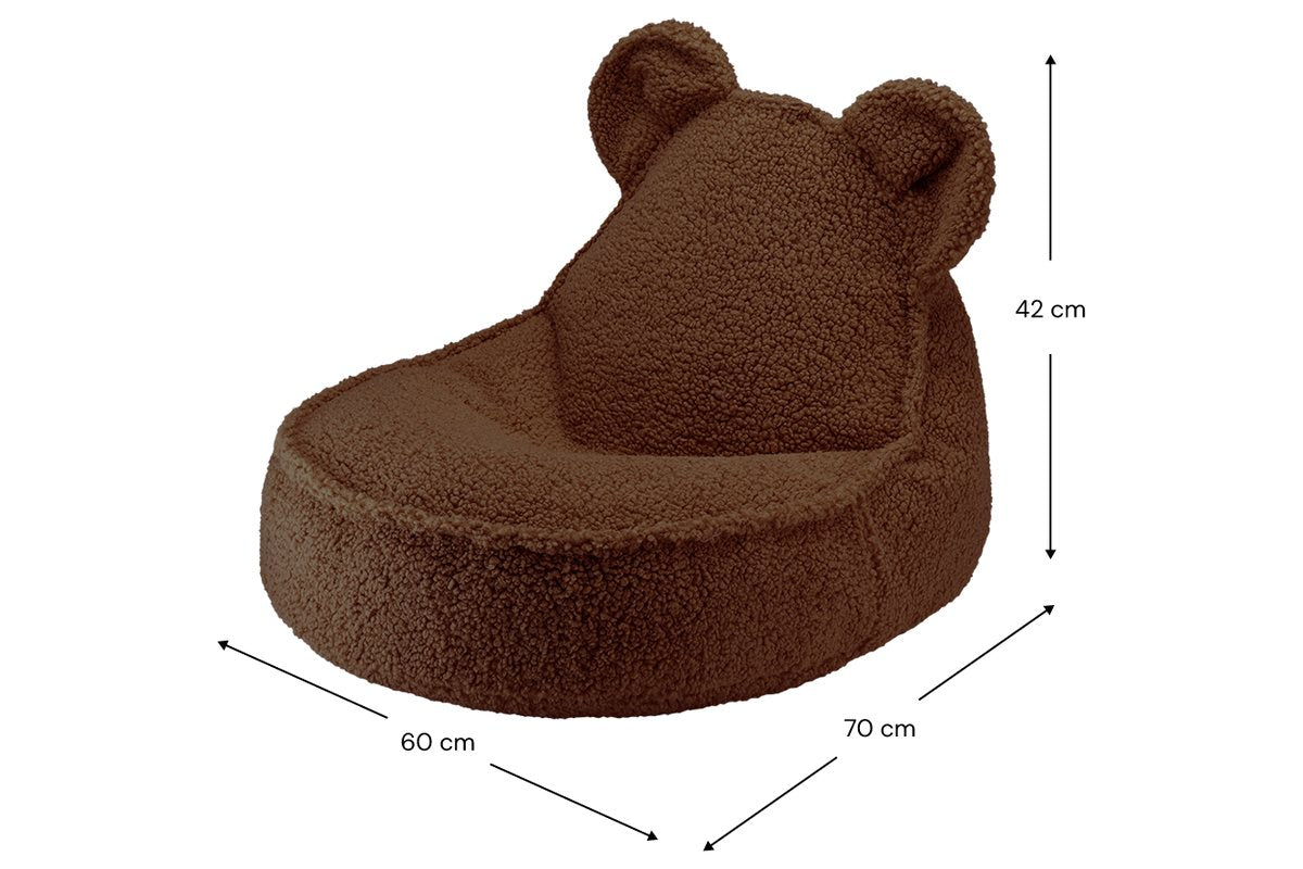 Afmetingen Wigiwama Berenzitzak Warm Hazel: 60 cm breed, 70 cm diep, 42 cm hoog