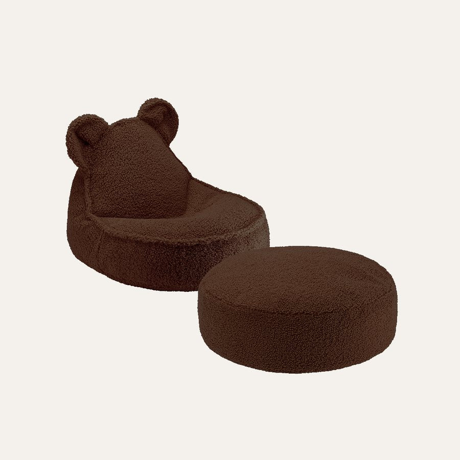 Wigiwama Set Teddybär-Sitzsack + Pouf in Warmes Haselnussbraun