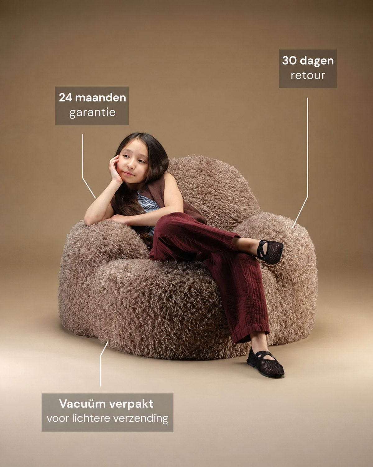 De Wigiwama Momo Chair Yeti fabric - brown