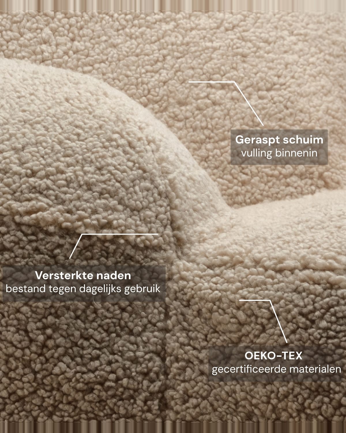 Stof van dichtbij — Teenage Armchair Momo Chair Teddy fabric - beige