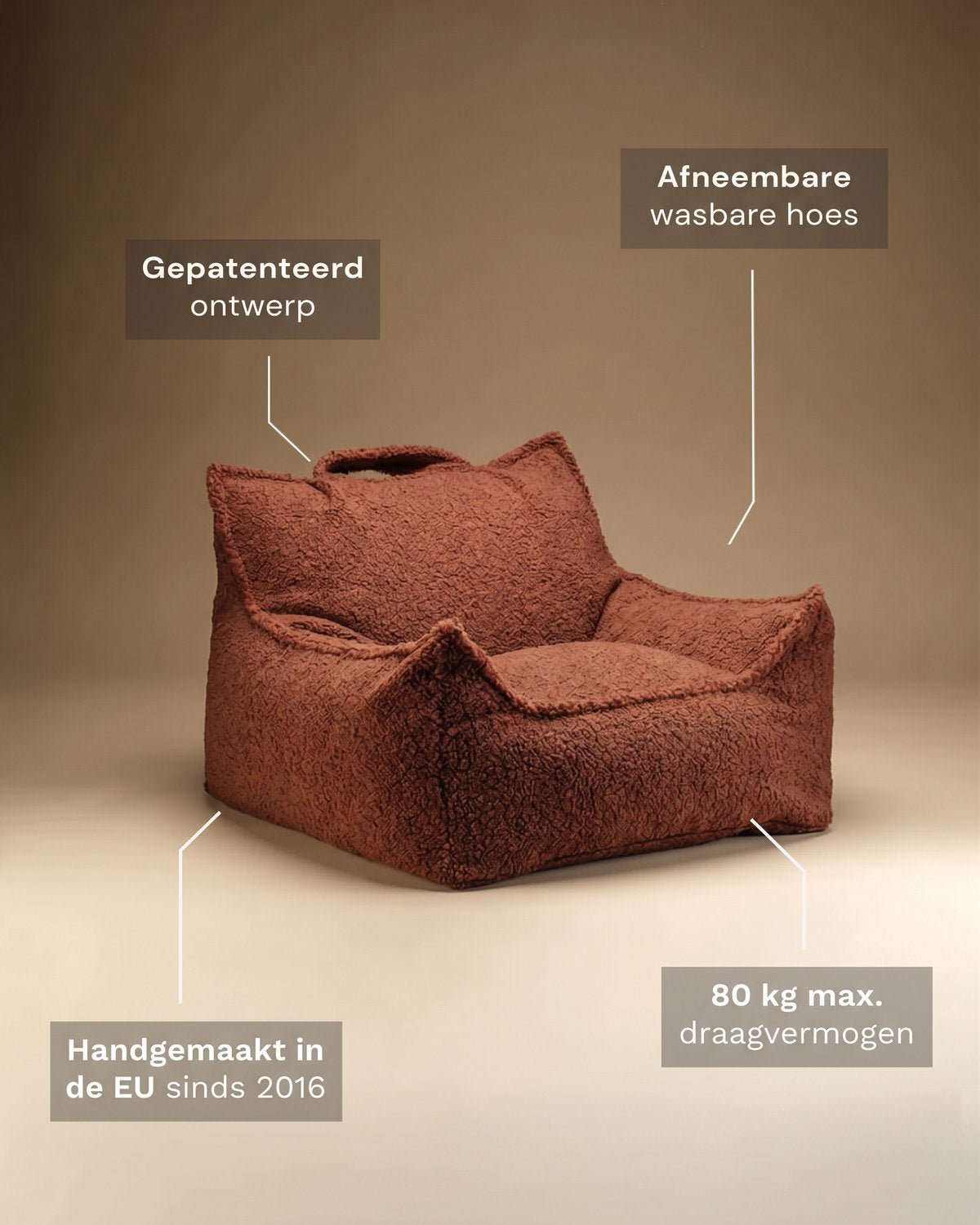 Kenmerken Wigiwama Bean Bag - Club Chair Teddy fabric - Dark brown