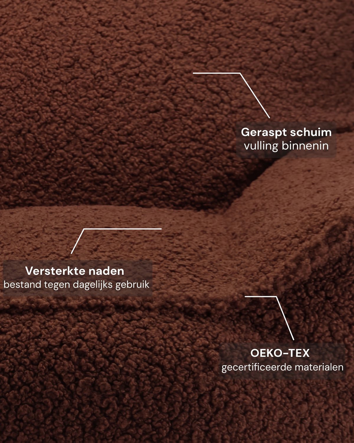 Stof van dichtbij — Wigiwama Bean Bag - Club Chair Teddy fabric - Dark brown