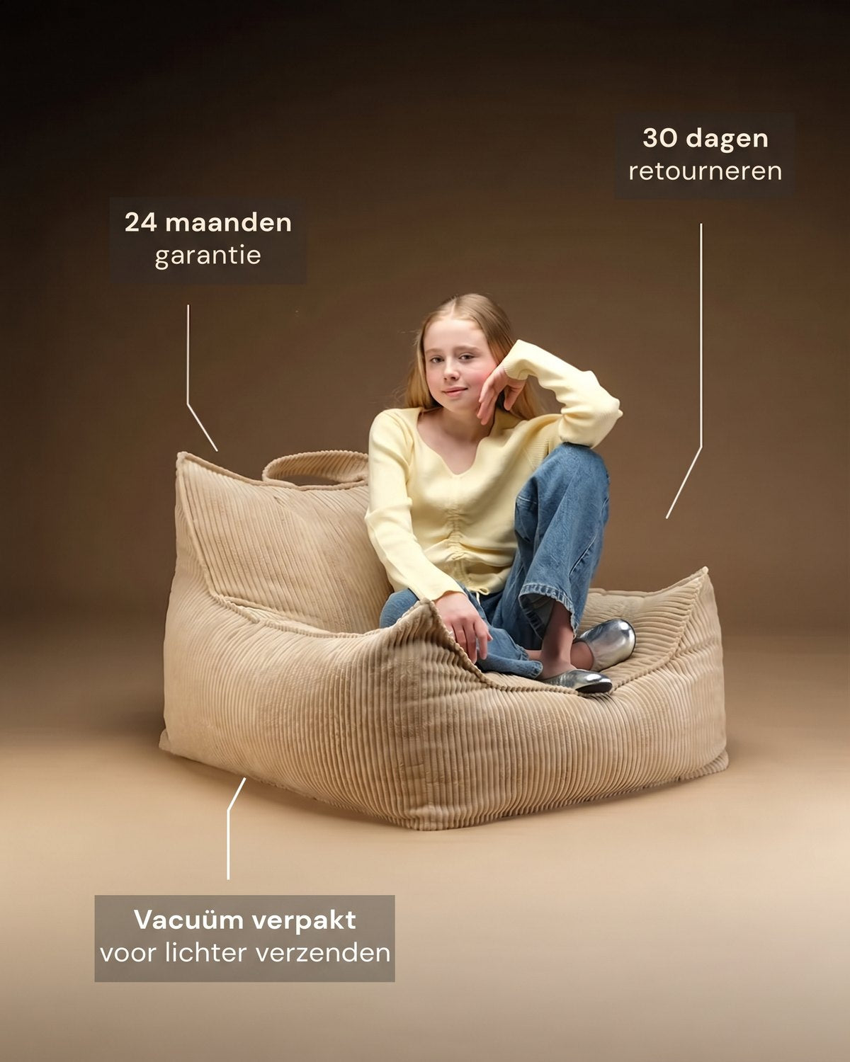 De Wigiwama Club Chair voor tieners Corduroy - Sand beige
