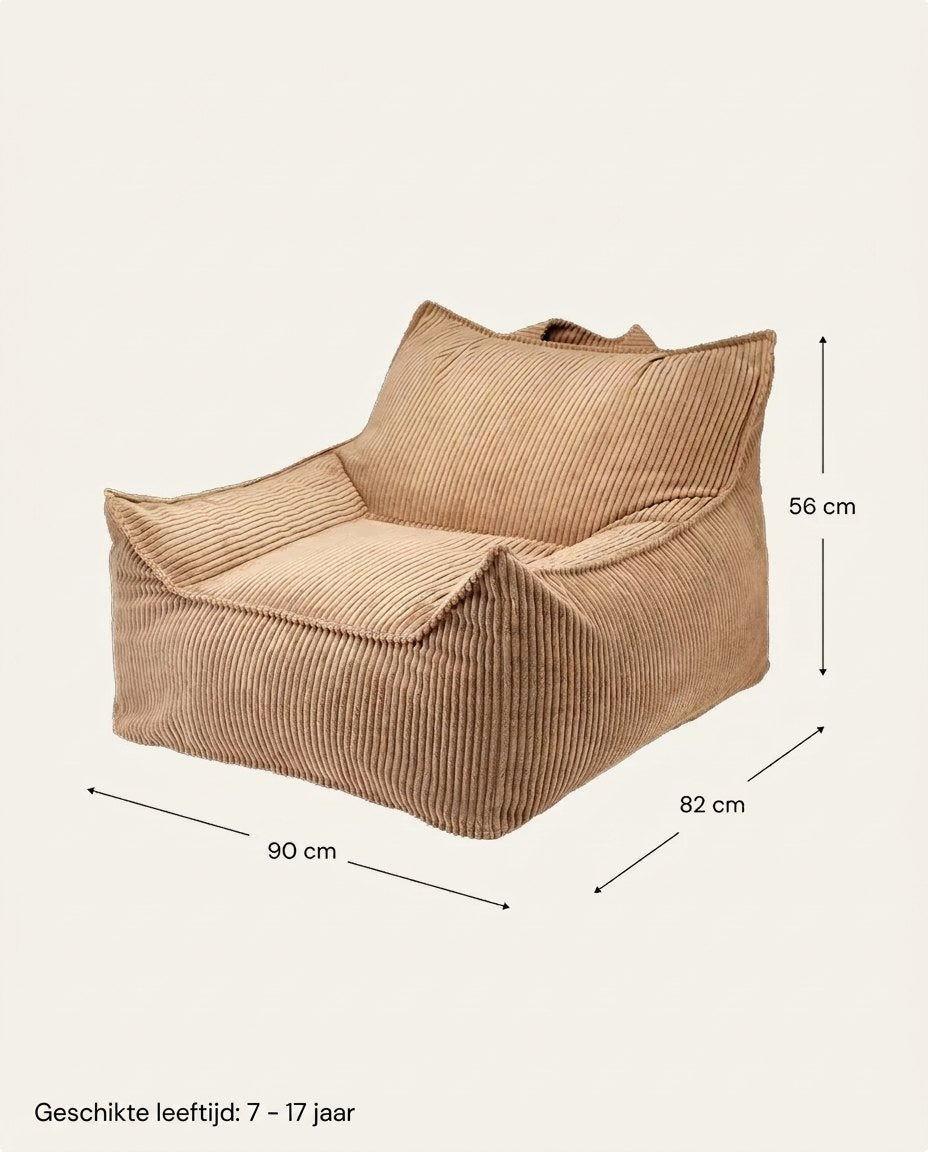 Afmetingen Wigiwama Bean Bag - Club Chair Corduroy - Camel: 90 cm breed, 82 cm diep, 56 cm hoog