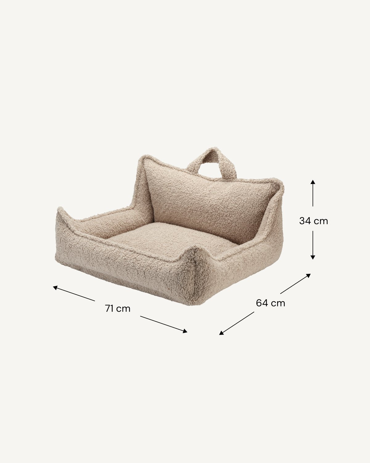 Afmetingen Wigiwama Dog Bed - Pet Club Chair Beige - M: M: 71 × 64 × 34 cm, L: 90 × 83 × 42 cm
