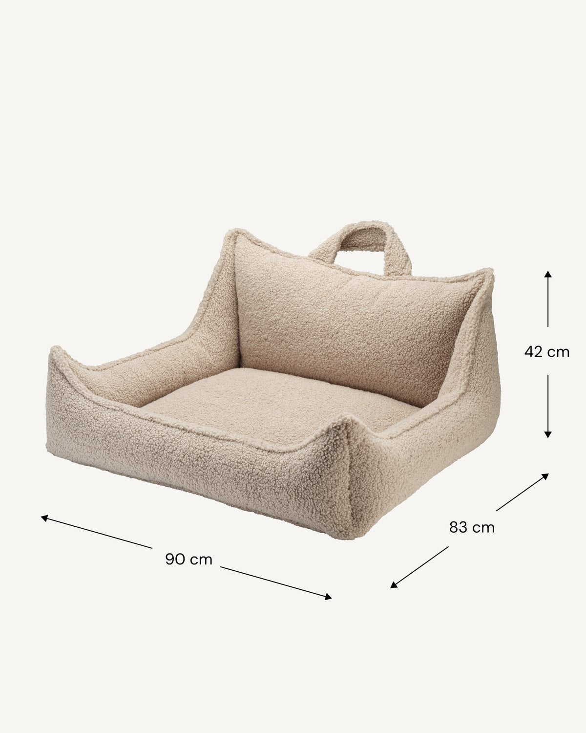 Afmetingen Wigiwama Dog Bed - Pet Club Chair Beige - L: M: 71 × 64 × 34 cm, L: 90 × 83 × 42 cm