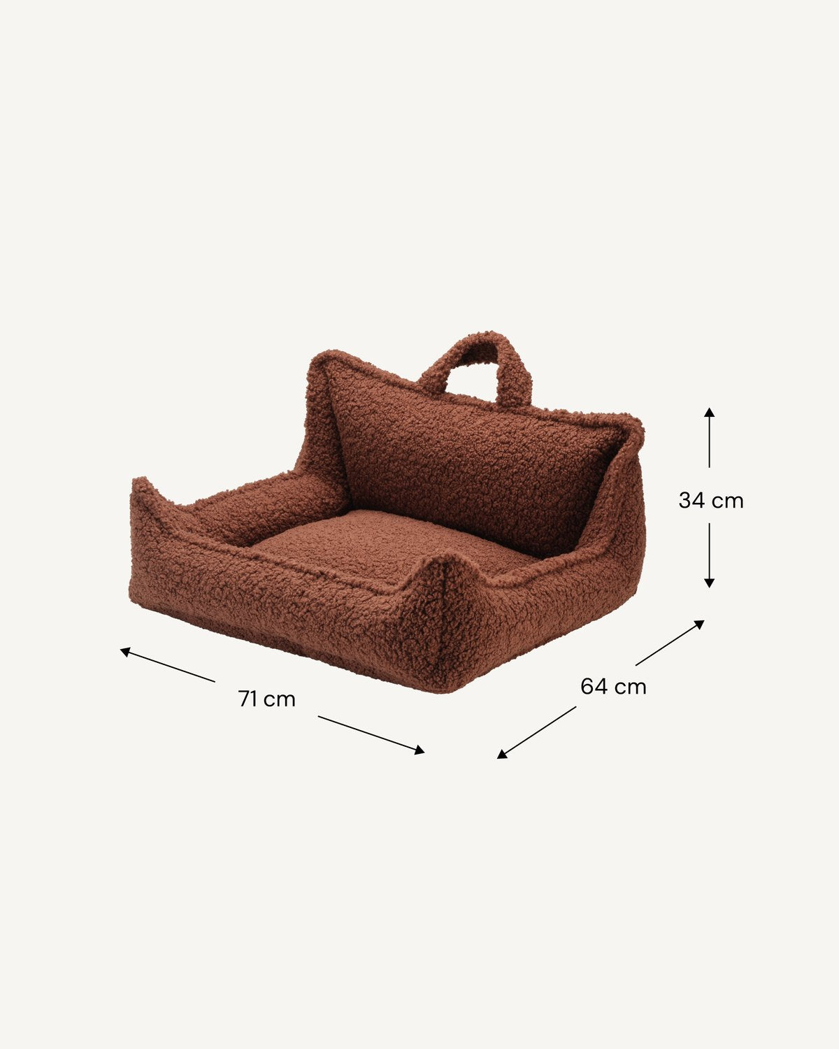 Afmetingen Wigiwama Dog Bed - Pet Club Chair Brown - M: M: 71 × 64 × 34 cm, L: 90 × 83 × 42 cm